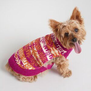 NWT size SMALL dog NEW sweater WORLD MARKET knit pet pink orange fair isle warm